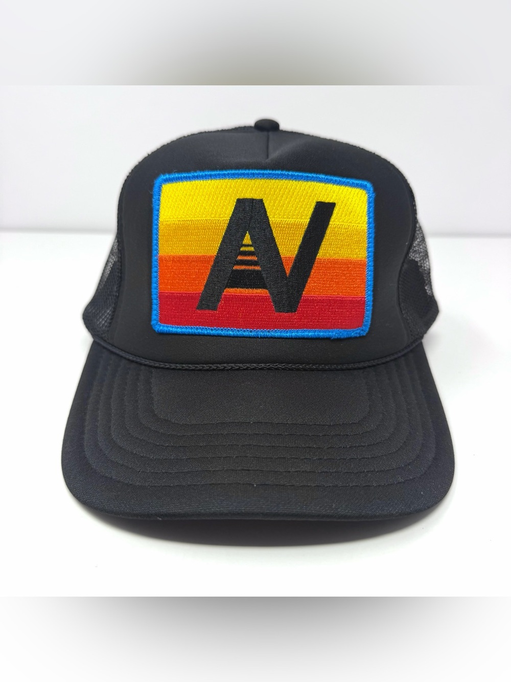 Aviator Nation Rainbow Vintage Logo Patch Rope Trucker Hat Snapback Cap Black